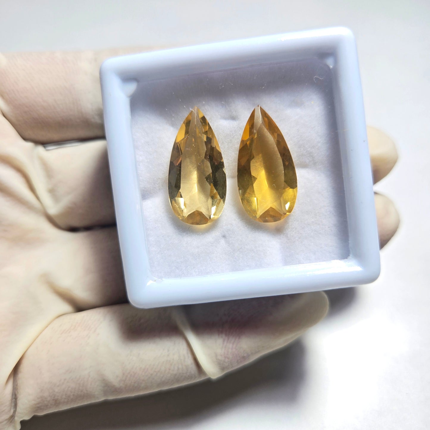 Natural Citrine Faceted Gemstone- 1 Pair | 20x10mm Pear Shape | for Jewelry Making